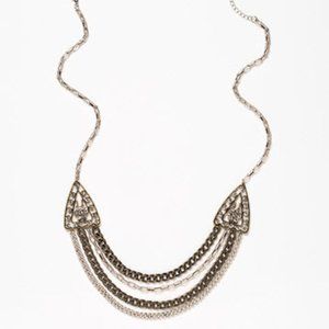 Rhinestone Mixed Metal Chain Necklace- Delphine